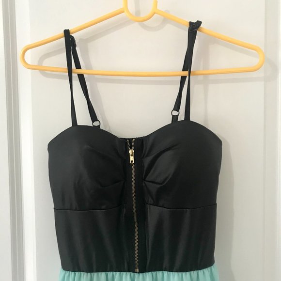 Seductions Blue Dress with Black Faux Leather Top - Picture 7 of 8